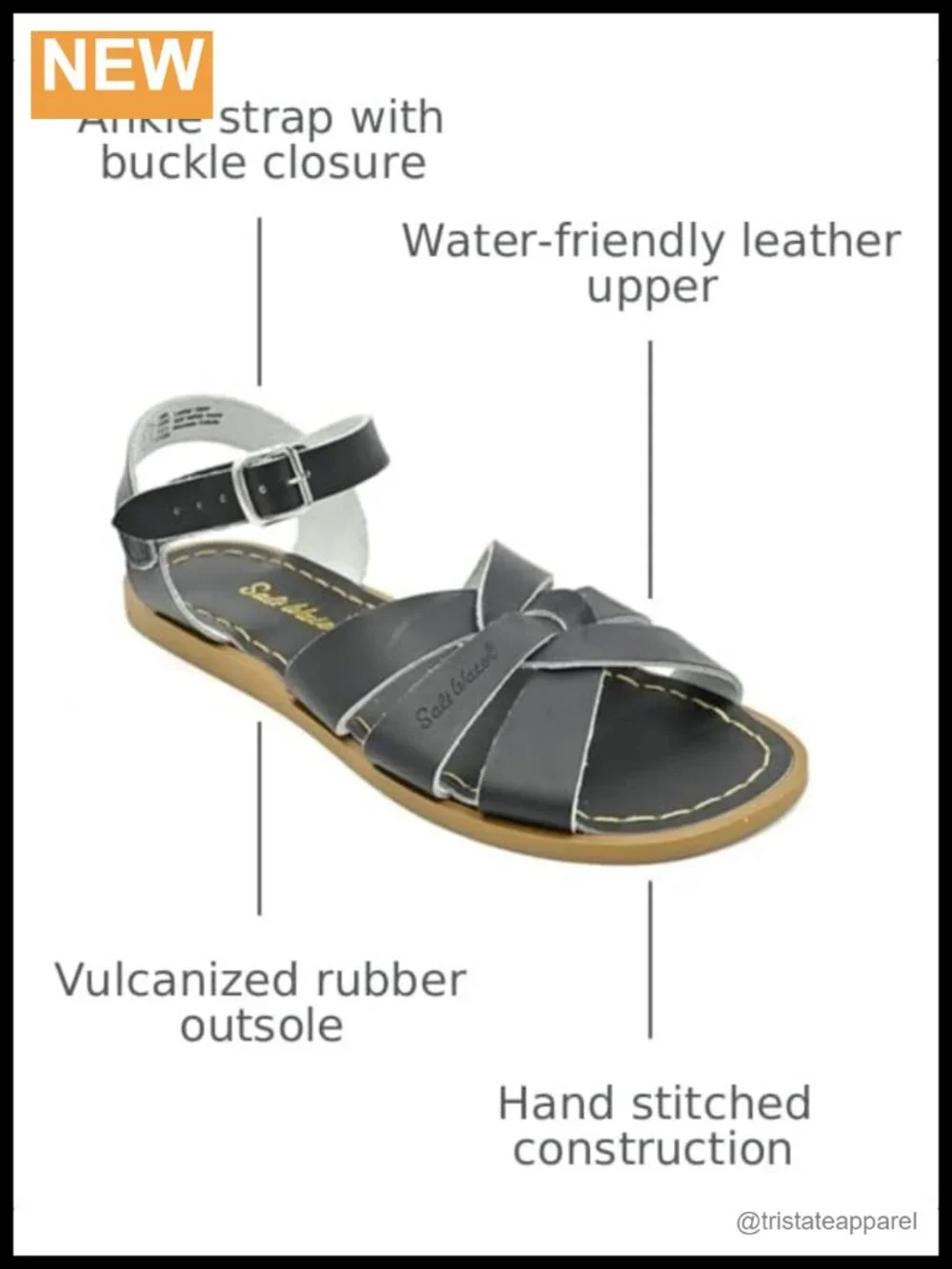 Salt Water Original Leather Sandals Buckle Ankle Strap Waterproof Washable